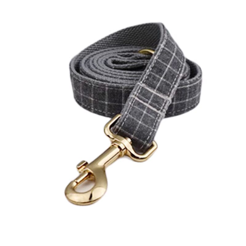 Gray Plaid Dog Harness Set