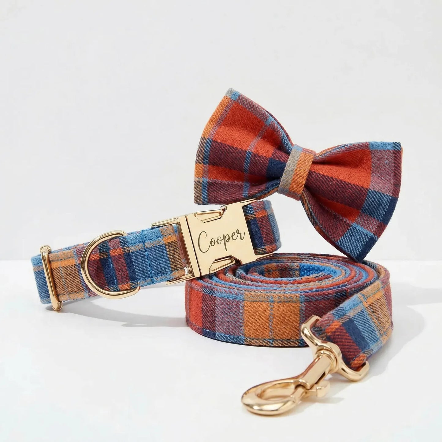 Midnight Copper Plaid Dog Harness Set