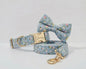 Dusty Blue Floral Dog Harness Set
