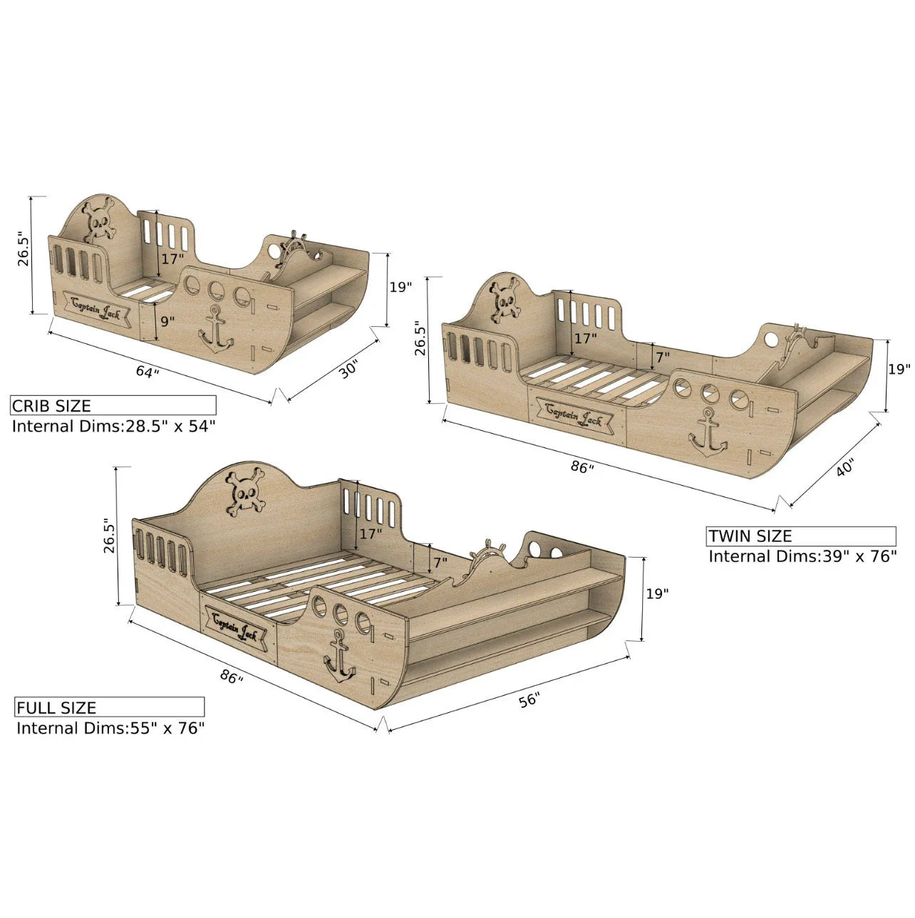 Captain Jack Pirate Ship Toddler Bed