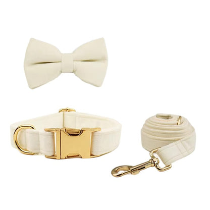 Milky White Velvet Dog Harness Set