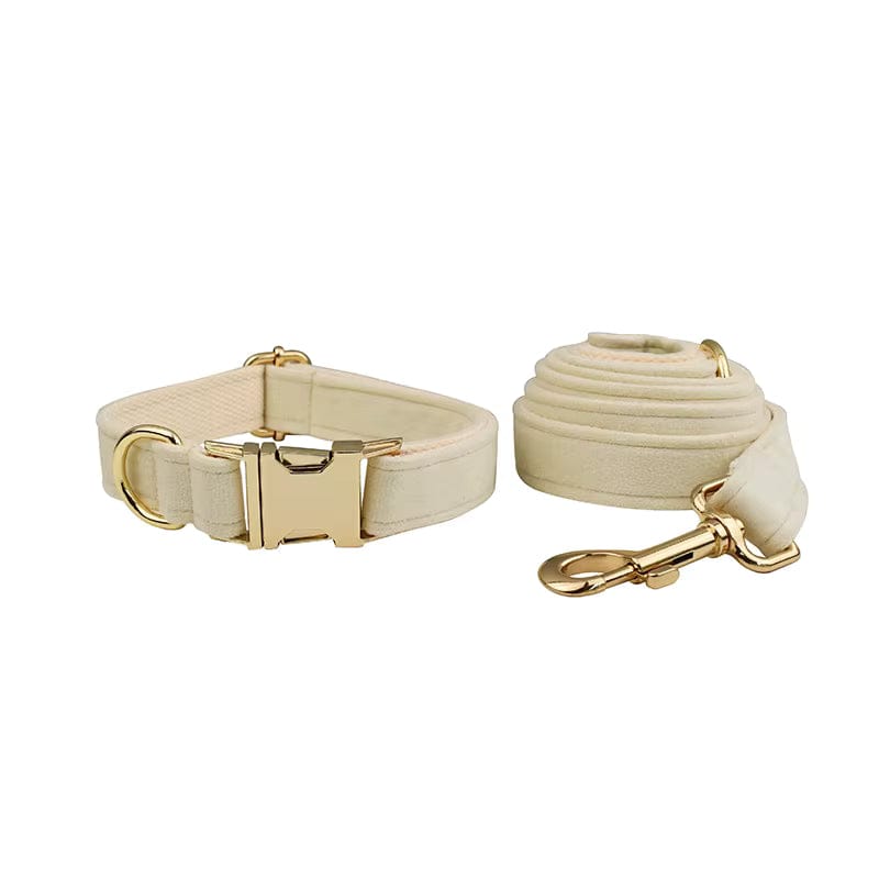 Milky White Velvet Dog Harness Set