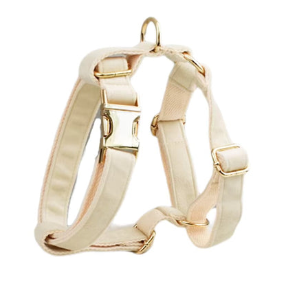 Milky White Velvet Dog Harness Set