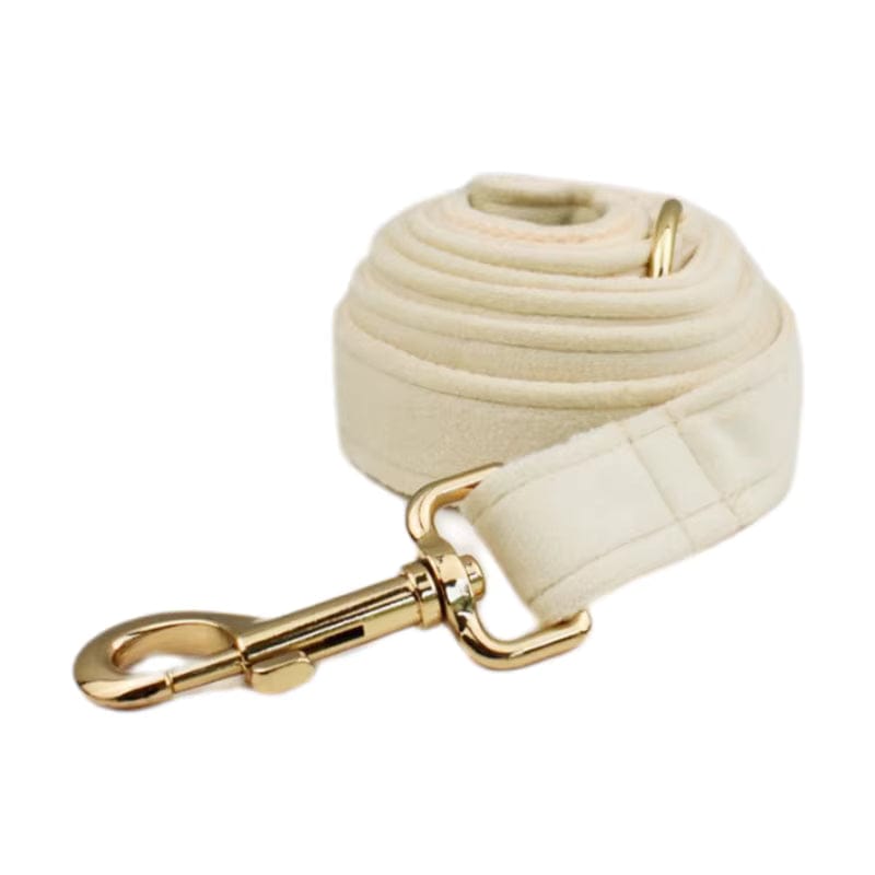 Milky White Velvet Dog Harness Set