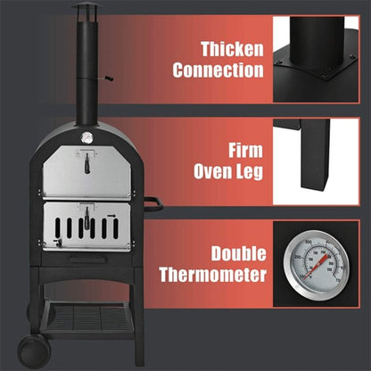 Portable Outdoor Wood Fired Pizza Oven W/ Pizza Stone & Waterproof Cover