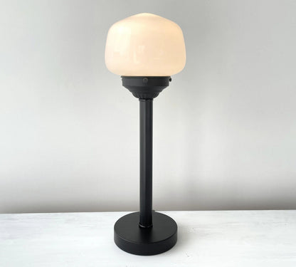 Small Schoolhouse Milk Glass Table Lamp