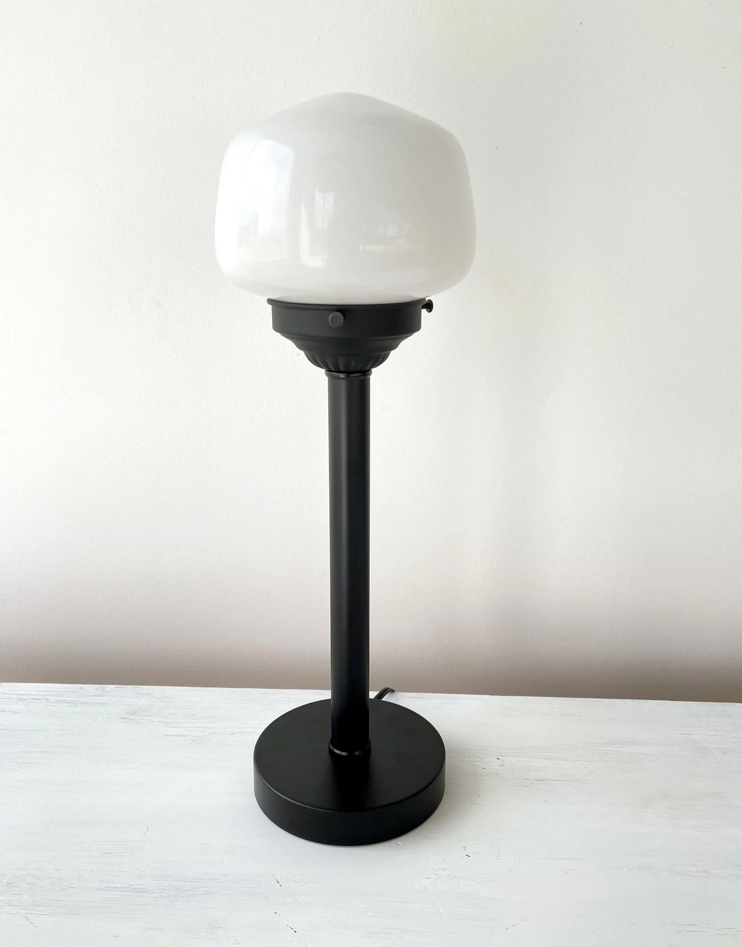 Small Schoolhouse Milk Glass Table Lamp