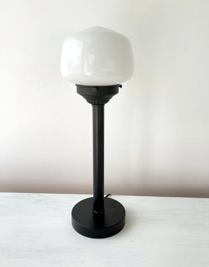 Small Schoolhouse Milk Glass Table Lamp
