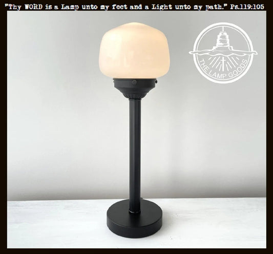 Small Schoolhouse Milk Glass Table Lamp