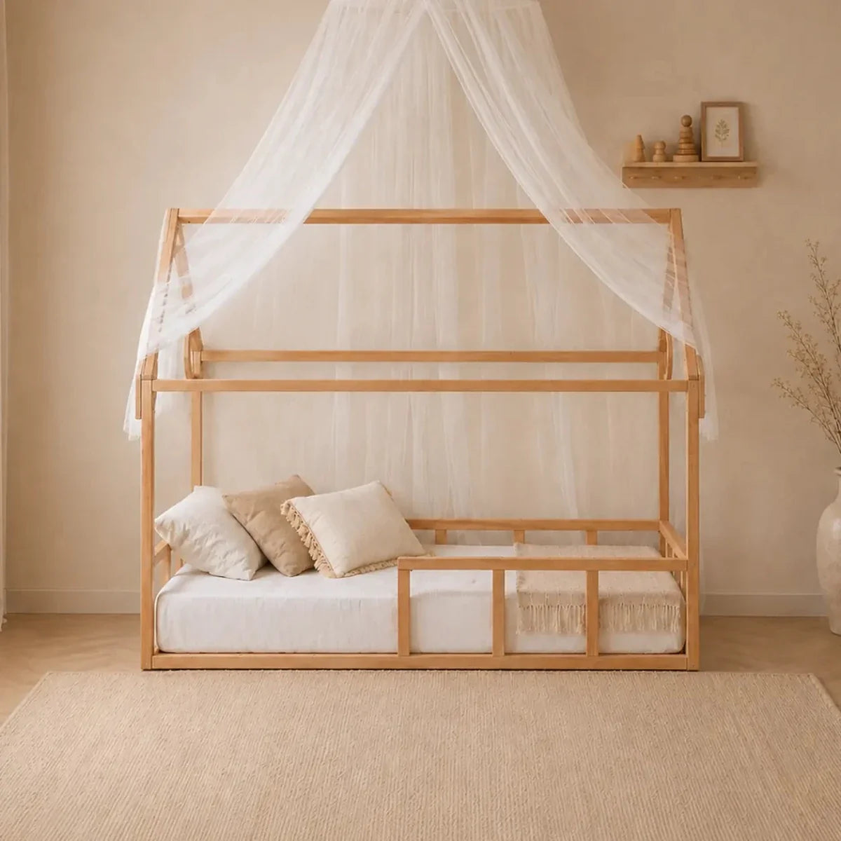 Twin Size House Bed with Fence
