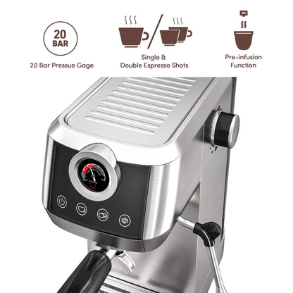 Espresso Machine | Home Barista Plus with Pressure Gauge & Steam Wand