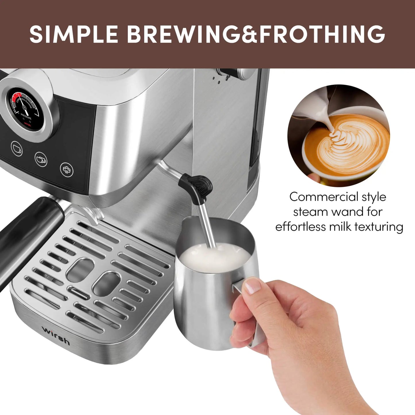 Espresso Machine | Home Barista Plus with Pressure Gauge & Steam Wand